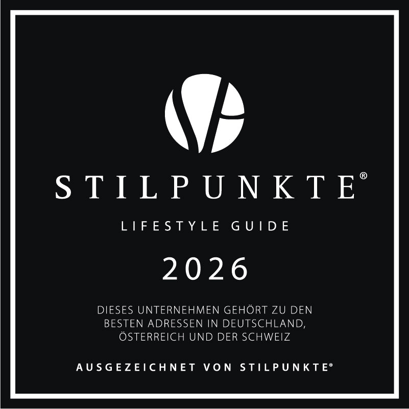 Logo Stilpunkte Auszeichnung schwarz mit weißer Schrift