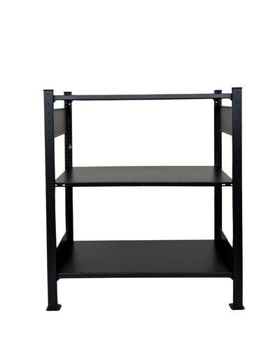 Schwarzes TILO Standregal aus Stahl  Höhe 120cm freigestellt auf hellem Hintergrund