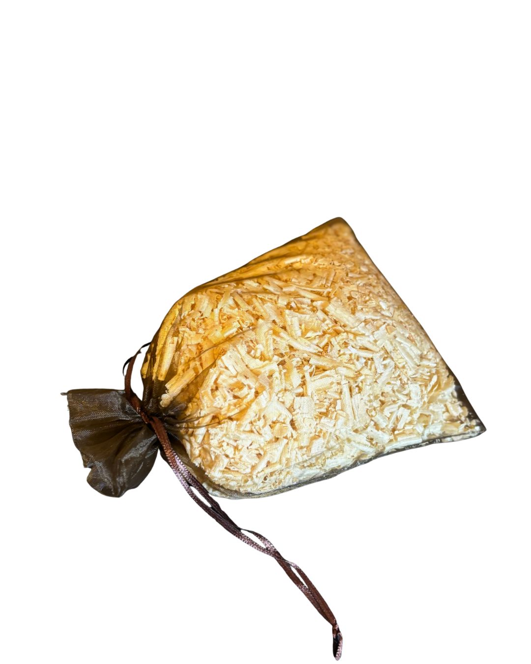 Zirbensäckchen in braun auf weißem Hintergrund